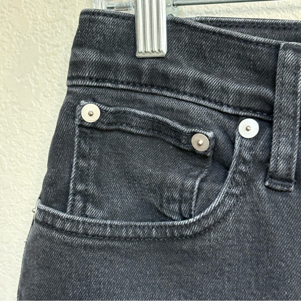 Madewell Black High Rise Slim Crop Boyjean Raw Hem Women’s 26P Dark Wash Denim - Picture 6 of 11